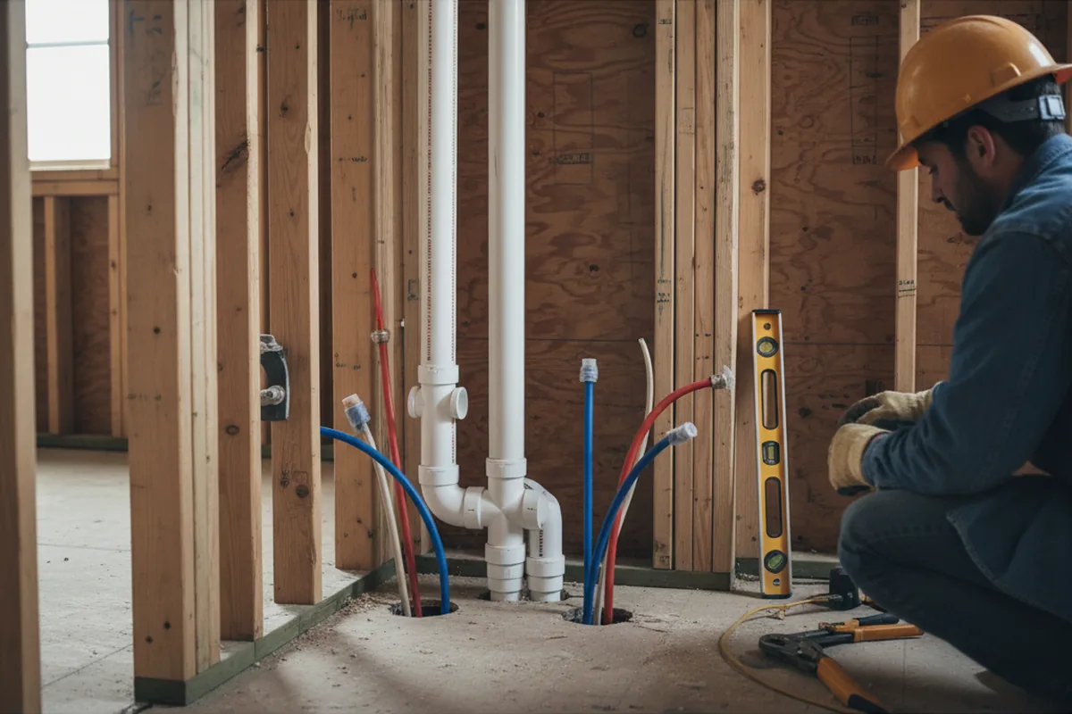 Drain and supply rough-in during Leak Detection in Viola